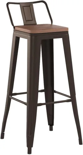 Vista 74 de Juego de 4 taburetes de bar giratorios de 26 pulgadas con respaldo, altura de mostrador, taburetes de bar industriales de metal para el hogar