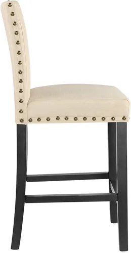 Vista 6 de THKSBOUGHT Taburetes de mostrador para decoración de cabeza de uñas, cojines suaves de 24 pulgadas con patas de madera maciza (juego de 2 beige)