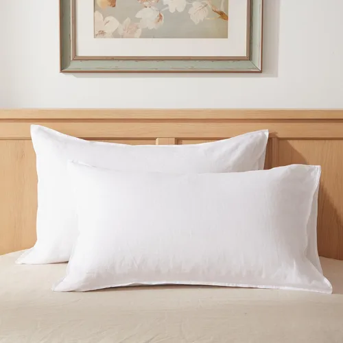 Vista 9 de TOSMO Juego de 2 fundas de almohada 100% lino tamaño estándar, fundas de almohada lavadas a la piedra, cierre de sobre, fundas de almohada suaves