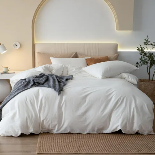 Vista 25 de JIYUAN - Juego de 3 piezas de 1 funda de edredón de algodón 100% lavado de 90x90 pulgadas (relleno no incluido) y 2 fundas de almohada, cómodo