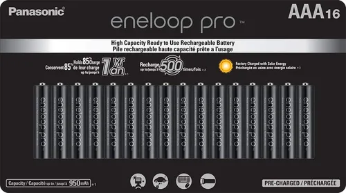 Vista 2 de Eneloop Panasonic Pro NiMh AAA Baterías 1.2V 16pk recargable y cargador de batería rápido de 4 horas con 4 luces indicadoras LED