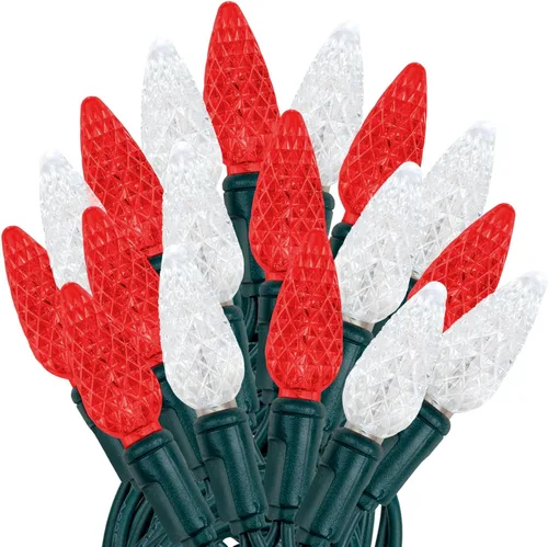 Vista 48 de Novelty Lights - Mini juego de 70 luces C6 LED de Navidad, serie de luces de grado comercial para exteriores, cable verde, 24 pies
