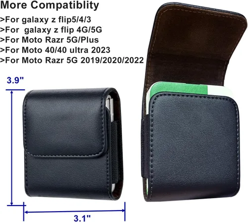 Vista 3 de Funda para teléfono con cinturón para Galaxy Z Flip 7/6/5/4/3, funda de cuero giratoria 360 grados, soporte para teléfono con clip para cinturón