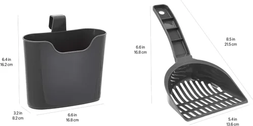 Vista 5 de Amazon Basics Cuchara de arena duradera para caja de arena para gatos, con soporte, cuchara eficiente