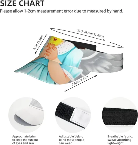 Vista 4 de Cute Little Angel Fashionable Sun Protection Hollow Top Hat Made of Polyester Twill Fabric Breathable and Comfortable with Adjustable Girth Black
