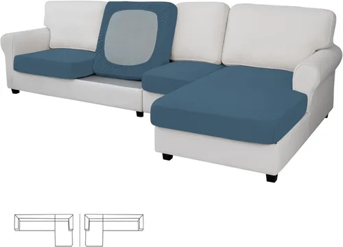 Vista 112 de Easy-Going - Funda de cojín elástica individual para sofá biplaza, sillón, funda de cojín protectora, suave, flexible con parte inferior elástica