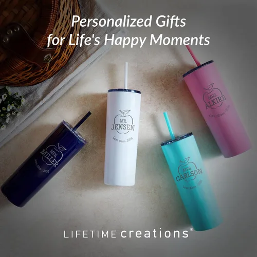 Vista 6 de Lifetime Creations Vaso de acero inoxidable grabado personalizado con popote de 20 onzas (menta), regalo para profesor, tutor, instructor