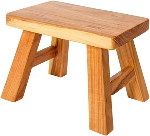 Vista 8 de Taburete resistente de madera maciza, pequeño para niños y adultos, soporte para plantas, taburete de pesca (marrón)