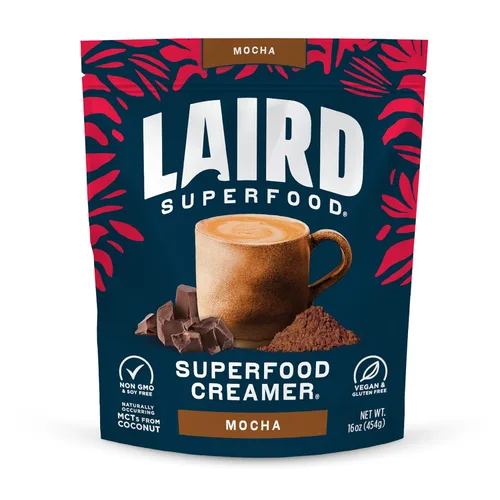 Vista 15 de Laird Superfood Crema de café original no láctea con hongos funcionales, chaga, Cordyceps, melena de león, y crema de coco superalimento original