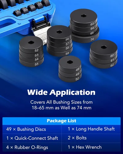 Vista 3 de Orion Motor Tech Juego de herramientas de conductor de espaciadores personalizados 52 en 1 y removedor de sellos de rodamientos de eje de rueda