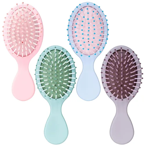 Bituemly 4 mini cepillos para el pelo, cepillo desenredante de viaje para niñas, niños, mujeres, hombres, cepillo pequeño de bolsillo para cabello