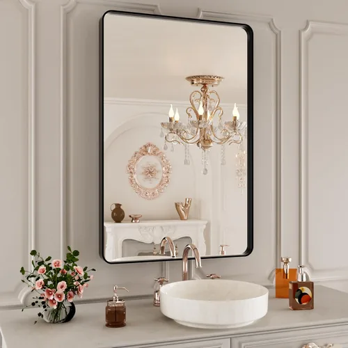 Vista 85 de Espejo de baño LED de 40 x 36 pulgadas con luces, retroiluminado y frontal iluminado para pared, antiempañamiento, regulable, memoria inastillable
