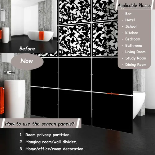 Vista 19 de Lchen - Divisor de habitación colgante, 12 piezas, panel de seguridad de PVC, pájaros, flores, para sala, comedor, estudio, sala de estar