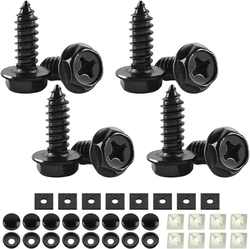 Vista 12 de YALOK - Kits de tornillos antirrobo para placa de matrícula, acero inoxidable a prueba de óxido, accesorios de montaje de etiqueta de coche, perno