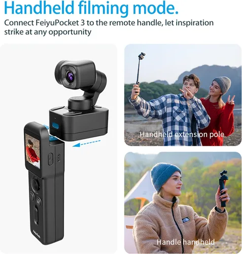 Vista 4 de Feiyu Pocket 3 Kit Cámara de Vlog Manual 4K Estabilización de Imagen de Gimbal de 3 Ejes 1/2.3" CMOS 4K60fps 1080P 120fps Ángulo Ultra