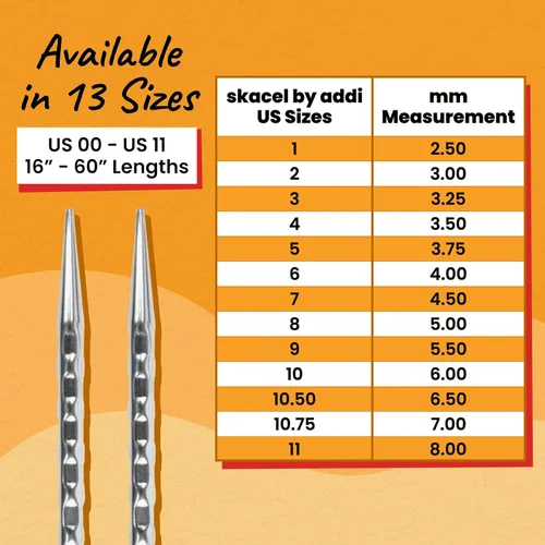 Vista 6 de skacel by addi Agujas circulares para tejer, 40 pulgadas (39.4 in) Rocket 2 (cuadradas), par de agujas de tejer redondas de latón con cordón