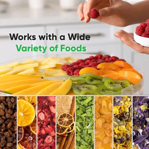 Vista 3 de NutriChef Deshidratador eléctrico de alimentos para encimera, conservador profesional de alimentos de varios niveles, deshidrata pescado, carnes