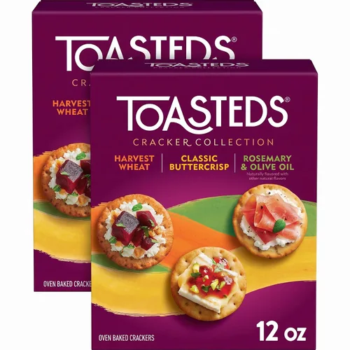 Vista 11 de Galletas tostadas, galletas tostadas, aperitivos de fiesta, paquete variado, caja de 12 onzas (1 caja)