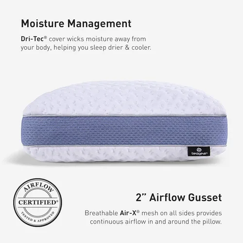 Vista 3 de Bedgear Balance 1.0 Almohada refrescante – Almohada de cama de rendimiento que absorbe la humedad para personas que duermen con calor, soporte