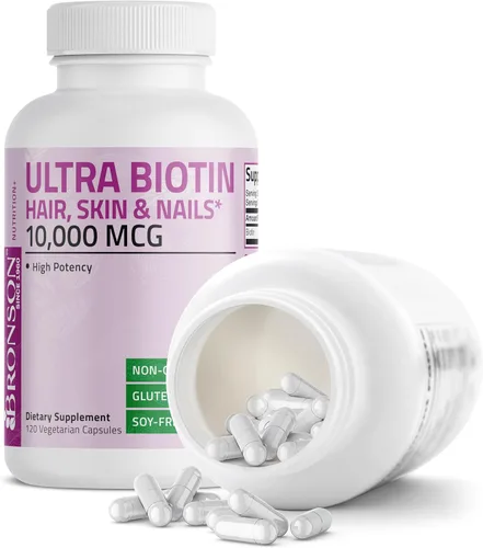 Vista 6 de Bronson Ultra Biotina 10,000 Mcg Suplemento para Cabello, Piel y Uñas, Sin GMO, 120 Cápsulas Vegetarianas