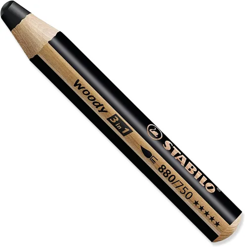 Vista 3 de STABILO Multi-talented Lápiz Woody 3 en 1 – Caja de 5 – Rojo, Amarillo, Verde Oscuro, Azul y Negro + Sacapuntas