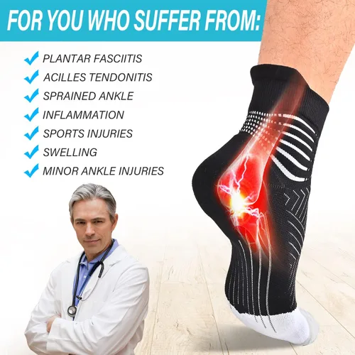 Vista 6 de IRAMY Calcetines de compresión para el tobillo para mujer, con absorción Coolmax, atlética acolchada, alivio de la fascitis plantar, 236 pares