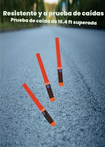 Vista 7 de Varita de tráfico LED para control de tráfico de 16 pulgadas, 4 piezas de bastón de tráfico de alta visibilidad con 3 modos de parpadeo