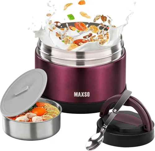 Vista 7 de MAXSO Tarro de Comida para Comida Caliente – Termo de Sopa de 24 OZ para Adultos Contenedores de Almuerzo con Aislamiento al Vacío con Cuchara