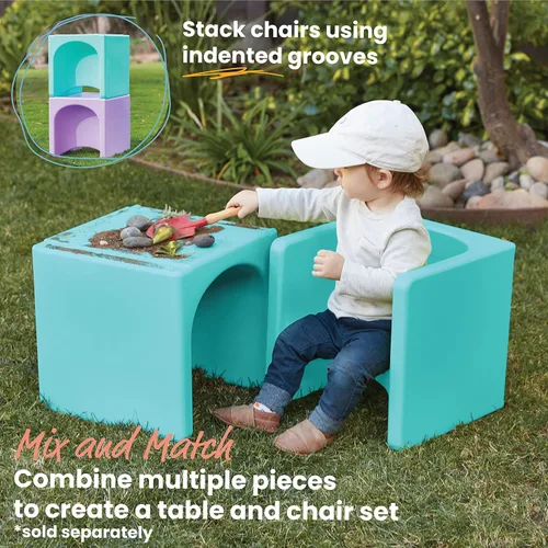 Vista 86 de ECR4Kids Tri-Me 3 en 1 silla cubo, muebles para niños, color azul polvo
