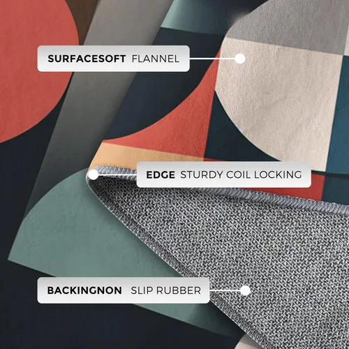 Vista 7 de Mid Century Rug for Bedroom Decor, Geometry Semicircle Area Rugs 2x3 Ft, Mid Century Modern Carpet for Living Room Study Room, Non Slip Low Pile