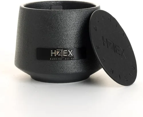 Vista 5 de HZEX Velas perfumadas de alta calidad, vela de madera perfumada negra, vela masculina de cera de soja natural en tarro de cerámica con tapa, velas