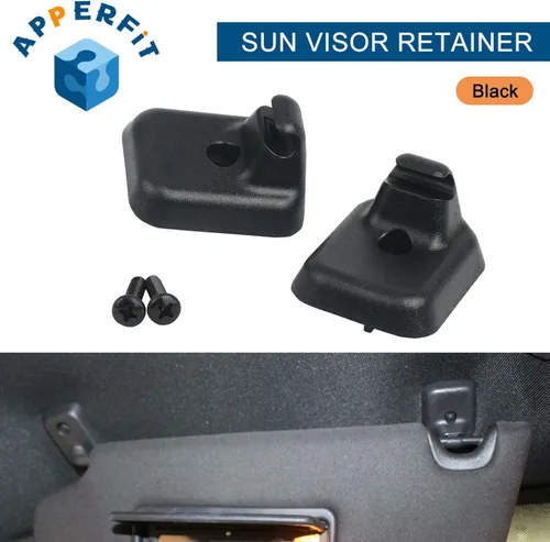 Vista 2 de Soporte de retención de clip para visera solar (negro) con tornillos para panel de parasol para lado del conductor y pasajero, AL3Z-1504132-AC