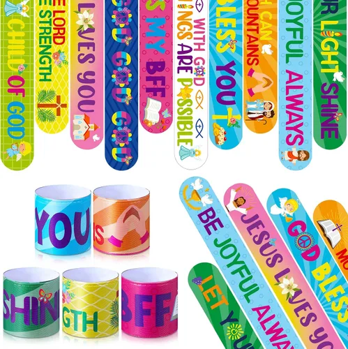 Frienda 40 pulseras cristianas religiosas con versículos bíblicos para VBS Jesús Love You, pulseras inspiradoras motivacionales de natividad,