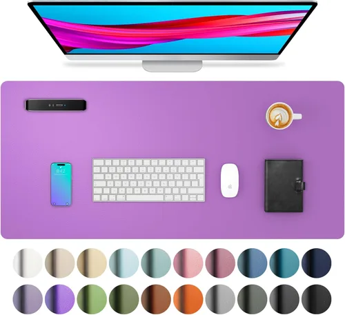 Vista 126 de Aothia - Protector de escritorio de cuero sintético, base para mouse y cubierta antideslizante, superficie impermeable para laptop y escritura