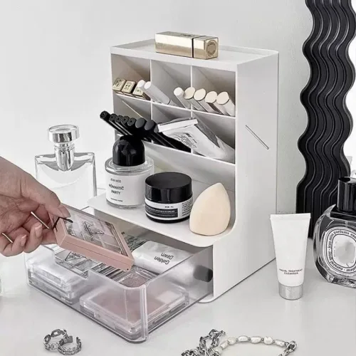 Vista 5 de Desk Organizer with Drawer Pen Holder Workspace Organizers Perfect Office Desk Accessories and Workspace Organizers for Home Office Organization