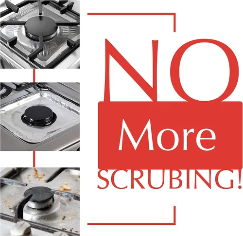 Vista 5 de Spare Papel de aluminio cuadrado, desechable, cubiertas protectoras para horno, quemadores, estufa, fácil de limpiar, color plateado