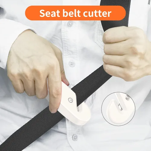 Vista 8 de Martillo de seguridad para automóvil, herramienta de escape de emergencia 3 en 1 con cortador de cinturón de seguridad, martillo de escape