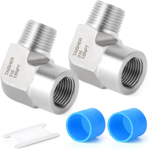 Vista 11 de TAISHER 2 Uds 304 acero inoxidable 90 grados Barstock Street codo, 1/2 pulgada NPT hembra tubo a 1/2 pulgada NPT hembra 304 montaje de tubería