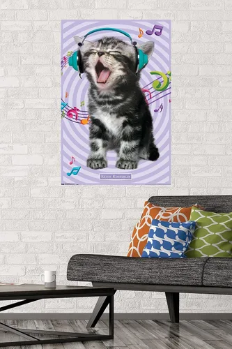 Vista 2 de Trends International Keith Kimberlin - Gato - Póster de pared cantando, 22.375" x 34", versión sin marco de alta calidad Versión premium sin marco