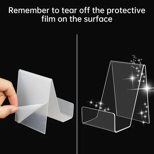 Vista 5 de Paquete de 10 soportes acrílicos para libros de 3 x 4 pulgadas, soporte transparente para exhibir libros, caballete transparente, soporte