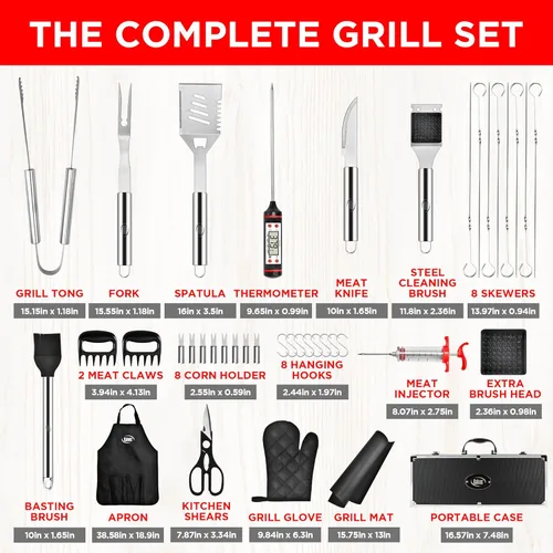 Vista 4 de Kaluns - Juego de accesorios para barbacoa, juego completo de parrilla, regalos para papá para Navidad, 40 piezas de accesorios premium