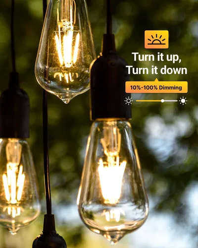 Vista 7 de Sunco - Bombilla LED para exteriores del anochecer al amanecer, ST64 Edison estilo bombilla automática con detección de luz, 800 LM, 7 W