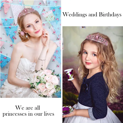 Vista 3 de Tiaras de cumpleaños para mujer, tiara de corona de princesa, coronas de feliz cumpleaños para mujeres, corona de cumpleaños para niñas, banda