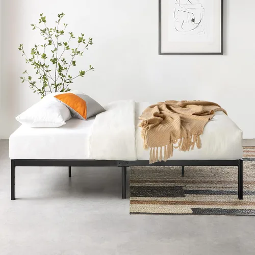 Vista 5 de Mellow Rocky Base C - Cama de plataforma de 14 pulgadas, acero blanco resistente, con listones de acero anchos patentados (no necesita somier)
