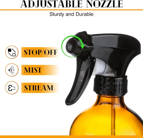 Vista 2 de ZENOWICK Paquete de 3 botellas de vidrio de 16 onzas, recipientes vacíos recargables con funda de silicona, juegos de botellas de pulverización