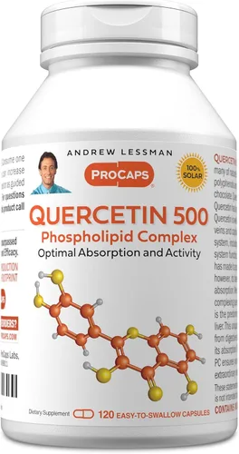 Vista 9 de ANDREW LESSMAN Quercetina 500mg - 30 Cápsulas - 500 mg Complejo único de quercetina fosfolípido, fórmula altamente absorbible para apoyar la función