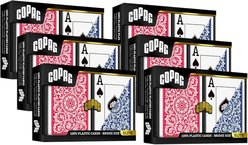Vista 6 de Copag 1546 Diseño 100% Plástico Cartas de Juego, Tamaño Bridge (Estrecho) Rojo/Azul (Índice Jumbo, 1 Juego)