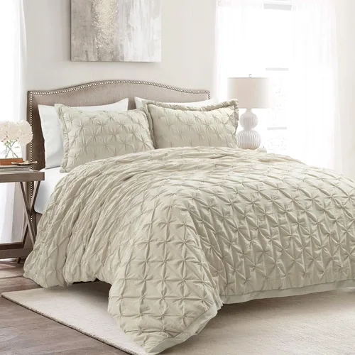 Vista 9 de Lush Decor Ravello - Juego de funda de edredón con textura de 3 piezas de lujo, decoración tradicional de dormitorio inspirada en glamour y granja