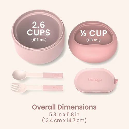 Vista 10 de Bentgo Tazón - Tazón Aislado Resistente a Fugas con Compartimento para Aperitivos, Utensilios Plegables y Diseño Mejorado de Agarre Fácil