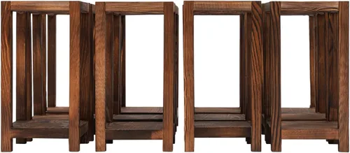Vista 4 de Portavelas de madera, 12 piezas de centro de mesa de madera para boda, decoración rústica de mesa de boda, decoración de granja, regalo de boda